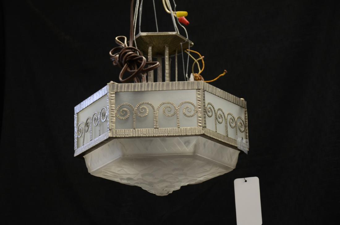 Pair Art deco hanging lights, 10-1/2"h x 15"diameter (1 of 3)