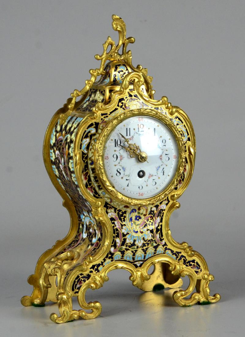 Louis XIV style French  brass & champleve mantle clock, (1 of 4)