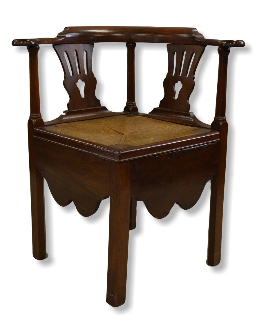Mahogany Georgian corner commode chair, (1 of 3)