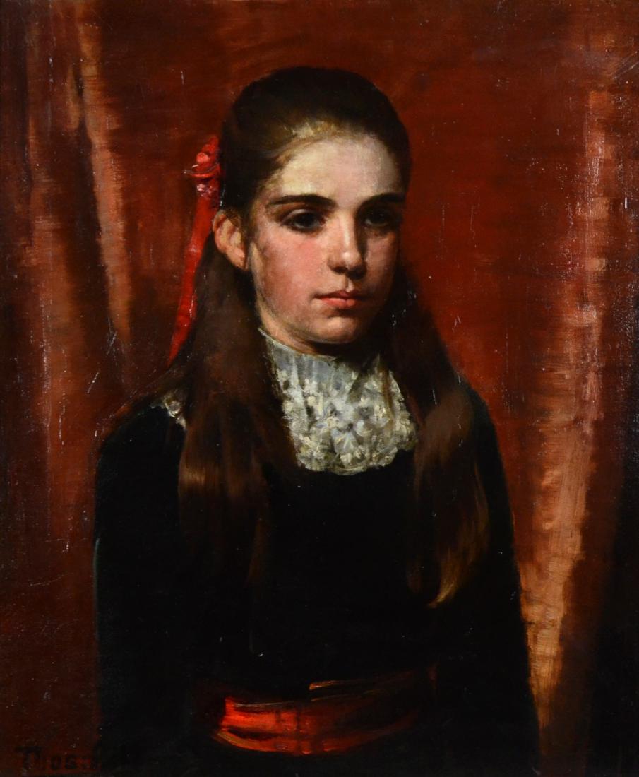 Thomas Hill, 19th C portrait of a young girl, "Study (1 of 5)