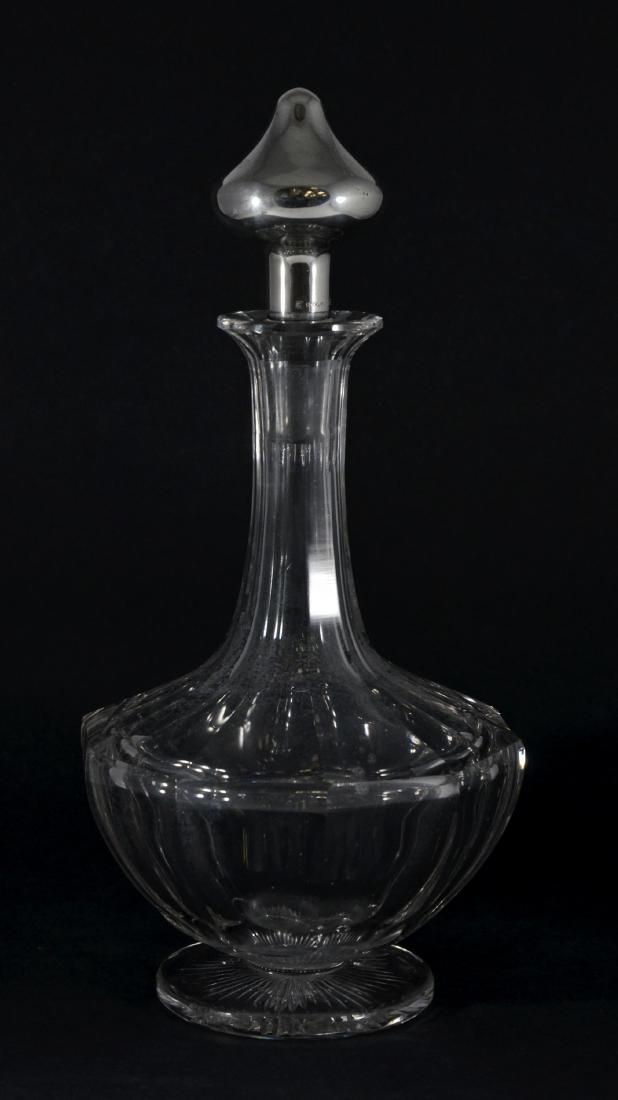 Cut Crystal Decanter with Sterling Overlay Stopper