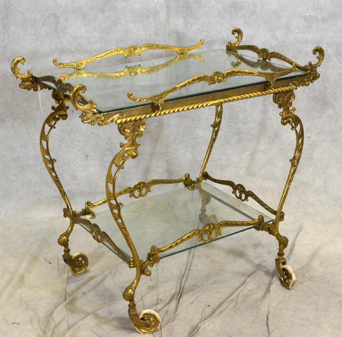 Art Nouveau style brass tea cart (1 of 1)
