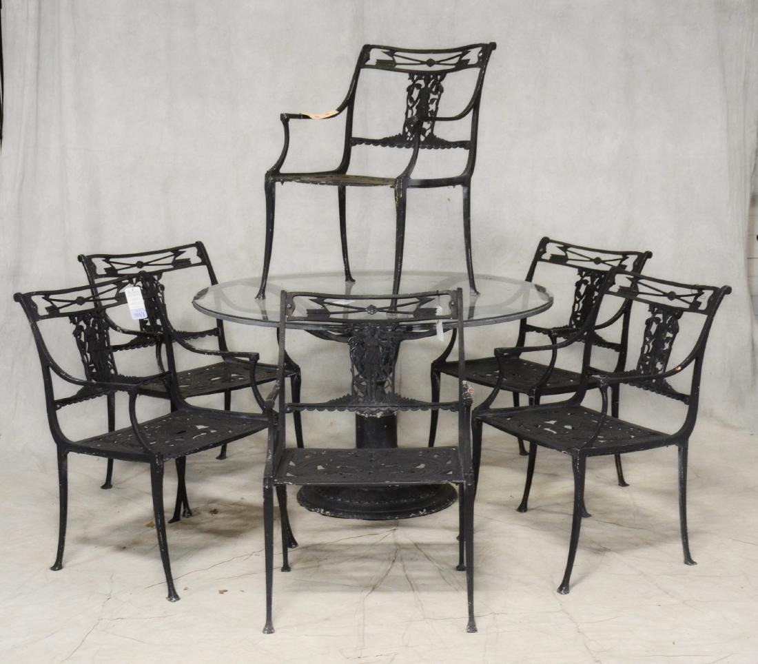 (7) pc black painted metal patio dining set (1 of 3)