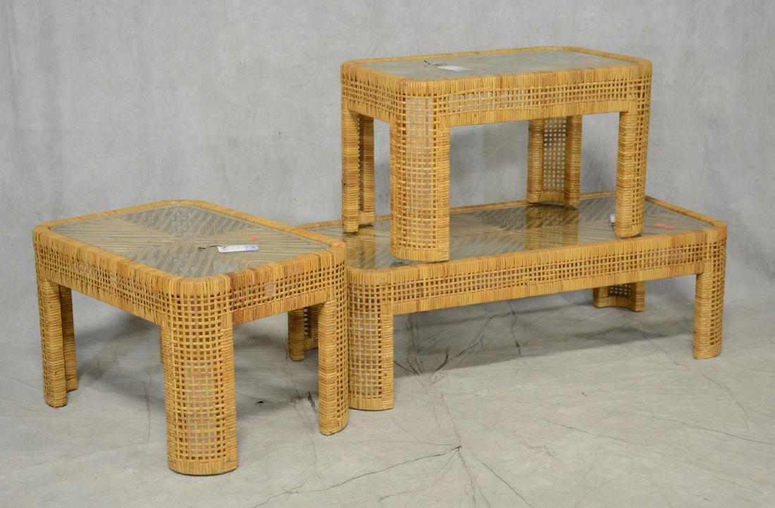 Rattan glass top coffee table, (2) rattan glass top (1 of 1)