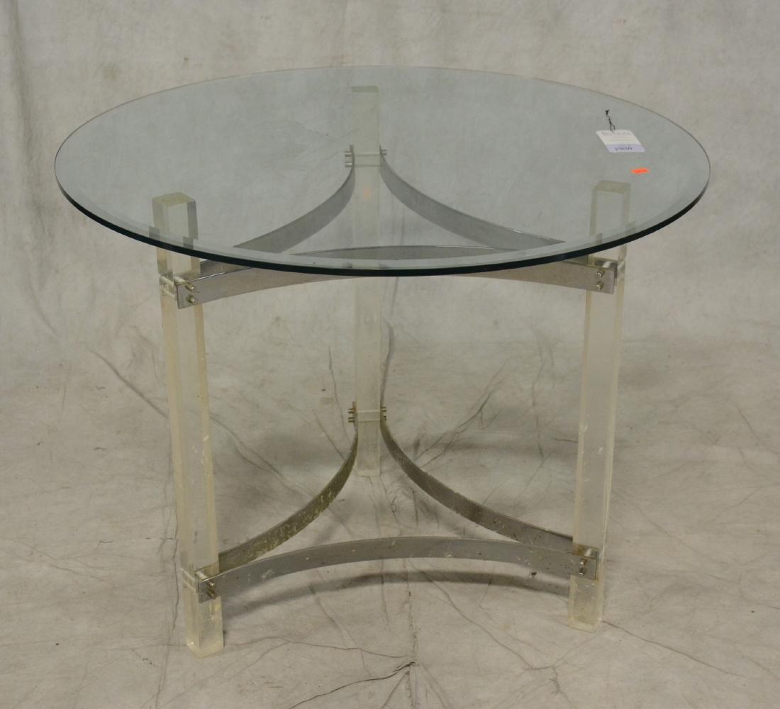 Charles Hollis Jones style chrome and lucite glass top (1 of 1)