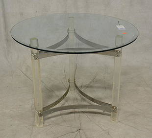 Charles Hollis Jones style chrome and lucite glass top (1 of 1)