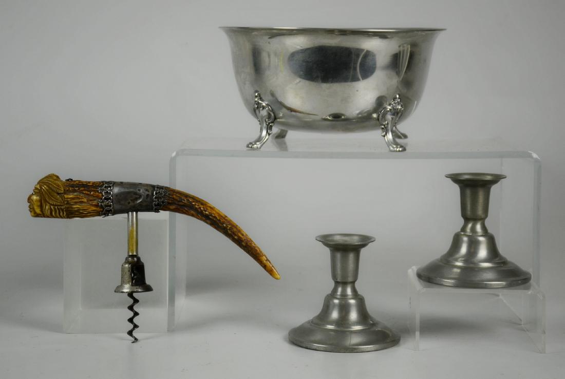 Sterling Mounted Corkscrew & 2 Pcs Pewter (1 of 2)