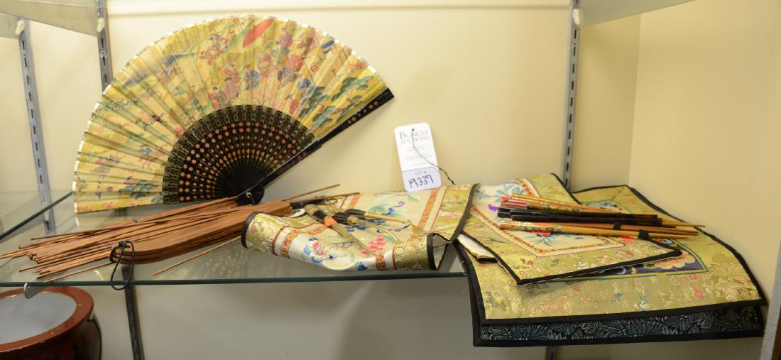 Shelf #87 - Asian embroidered panels, chopsticks (1 of 1)