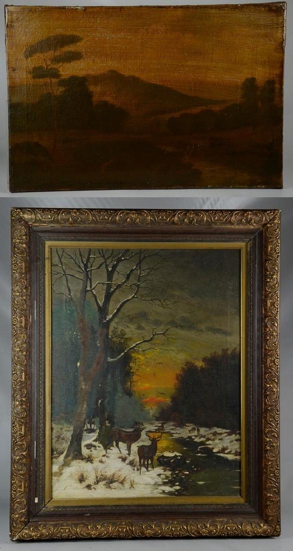 19th C American Landscape Painting with Deer (1 of 4)