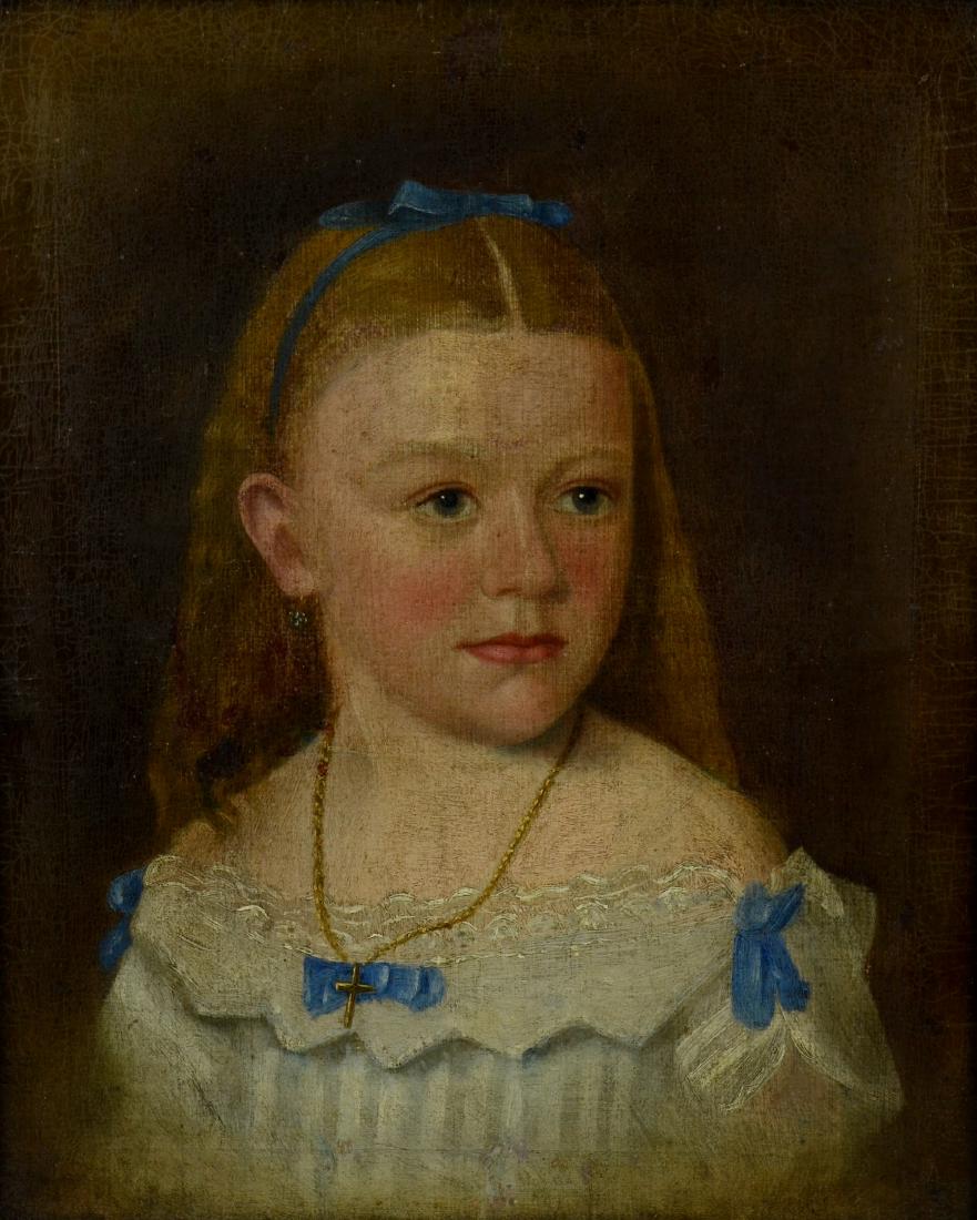Early 19th C Portrait Painting of Young Girl (1 of 4)