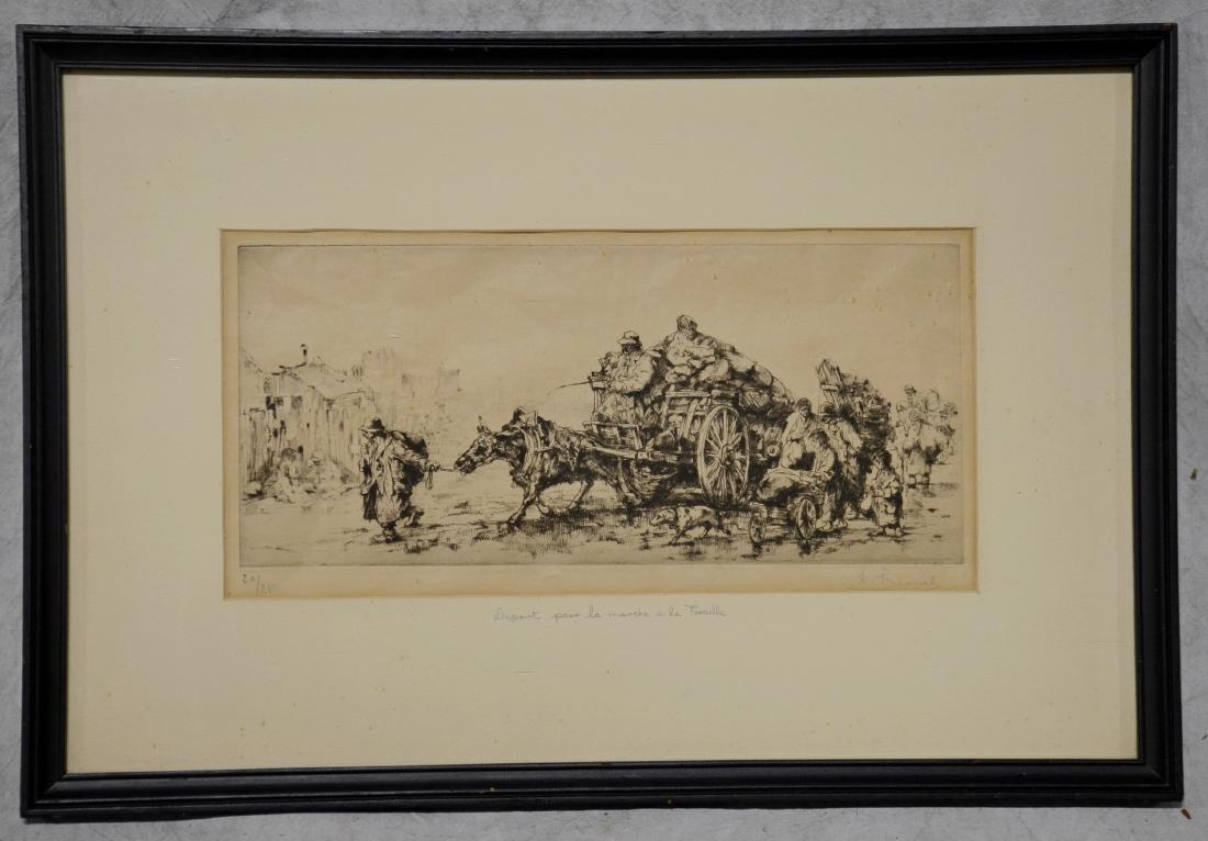 Auguste Brouet Etching, "Depart pour la Marche a la (1 of 1)