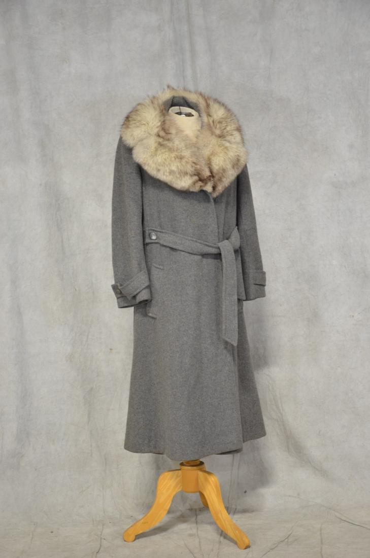 Saks Fifth Avenue Wool Trench with Fox Collar (1 of 3)
