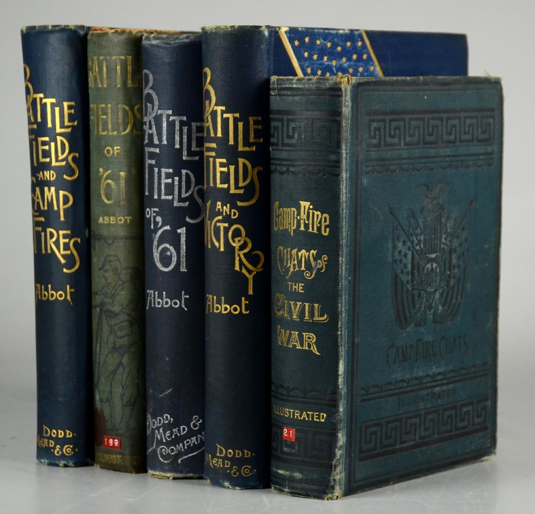 5 Books, Union Soldiers in the American Civil War: [Civil War] Five Books Related to Union Soldiers in the American Civil War; c/o Washington Davis, "Camp-fire Chats of the Civil War" (Chicago: J.S. Ziegler & Co 1889); [2 copies] Willis J. Abbot, "Bat