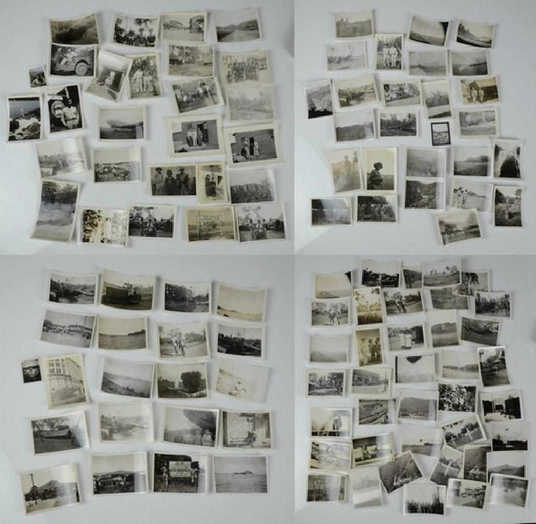 13 original photographs, New Guinea campaign during WW2: (113) original photographs from the New Guinea campaign during WW2, taken by a US army soldier, featuring snapshots of natives, internment camps, military planes and equipment, and indigenous villages