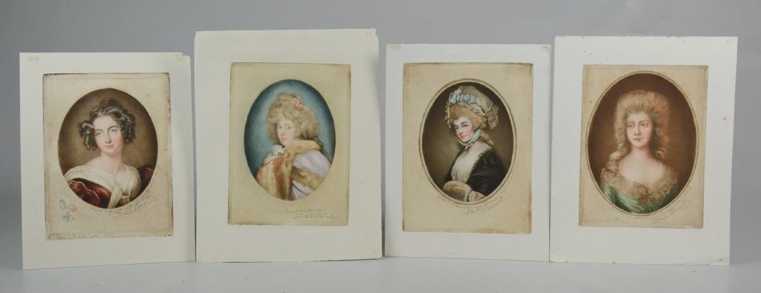 Samuel Arlent Edwards, 4 mezzotint portraits on paper: Samuel Arlent Edwards (English, 1862-1938), (4) color mezzotint portraits of women on paper, each pencil signed and inscribed "Engraved and printed in color at one printing without retouching", 8-1/2"