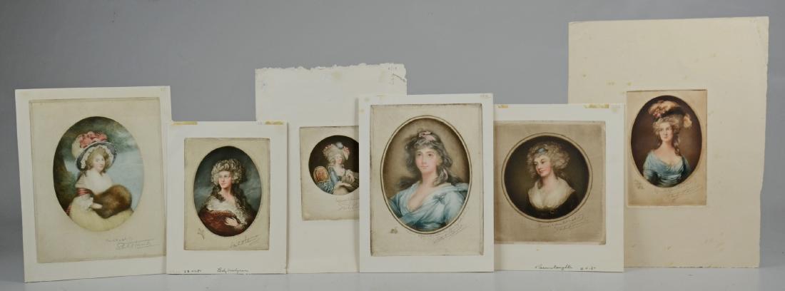 Samuel Arlent Edwards, 6 mezzotint portraits on paper: Samuel Arlent Edwards (English, 1862-1938), (6) color mezzotint portraits of women on paper, all pencil signed and inscribed, largest 8-1/4" x 6-1/2" pl, very good condition