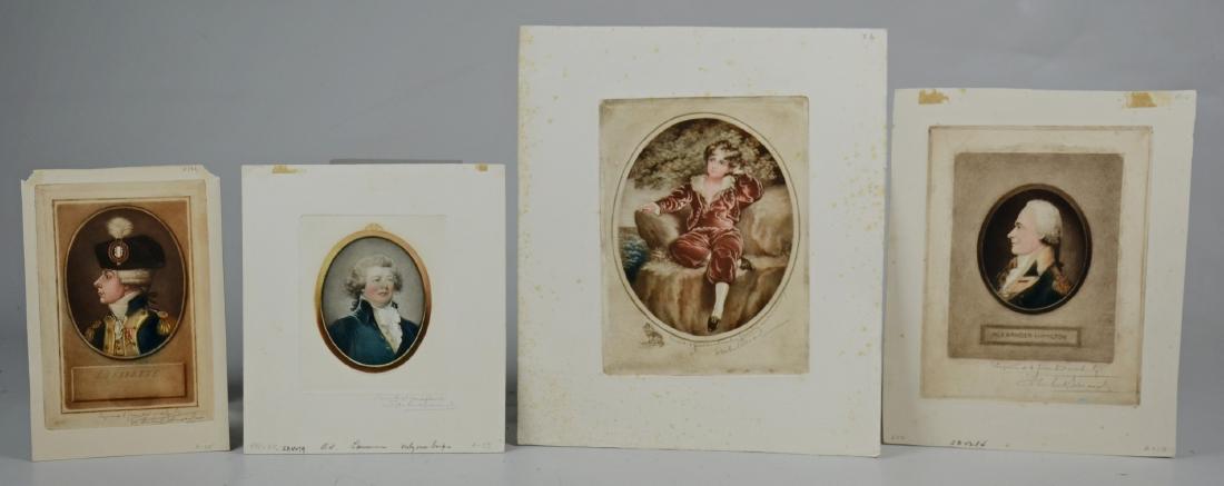 Samuel Arlent Edwards, 4 mezzotint portraits on paper: Samuel Arlent Edwards (English, 1862-1938), (4) color mezzotint portraits of men on paper, each pencil signed and inscribed, largest 7-7/8" x 5-7/8" pl, good condition, one foxed