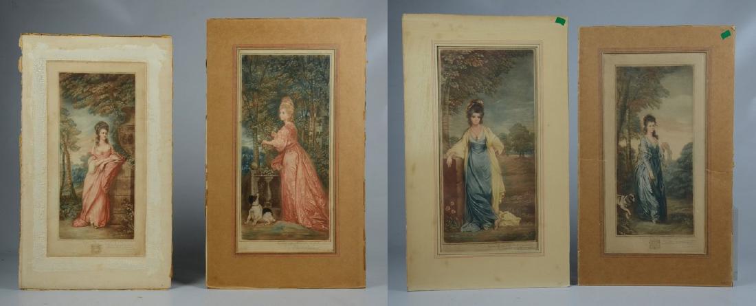Samuel Arlent Edwards, 4 mezzotint portraits on paper: Samuel Arlent Edwards (English, 1862-1938), (4) color mezzotint oblong portraits of women on paper, each pencil signed and inscribed, each 16-1/2" x 8" pl, good to fair condition, all mounted