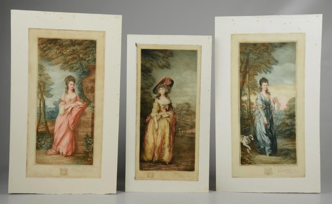 Samuel Arlent Edwards, 3 mezzotint portraits on paper: Samuel Arlent Edwards (English, 1862-1938), (3) color mezzotint oblong portraits of women on paper, each pencil signed and inscribed, largest 16" x 8" pl, very good condition