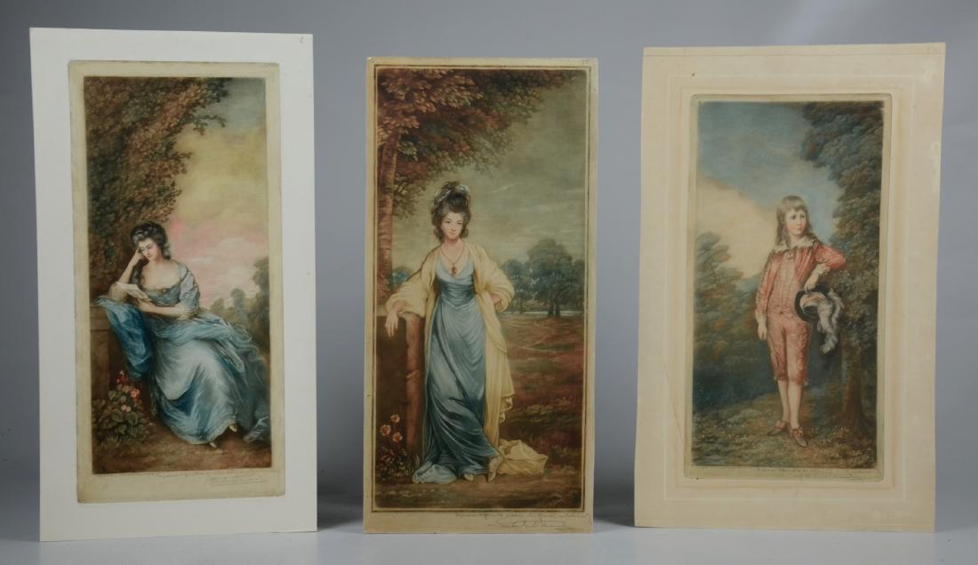 Samuel Arlent Edwards, 3 mezzotint portraits on paper: Samuel Arlent Edwards (English, 1862-1938), (3) color mezzotint oblong portraits on paper, two women and one boy, each pencil signed and inscribed, largest 16-1/2" x 8" pl, good condition, one trimmed