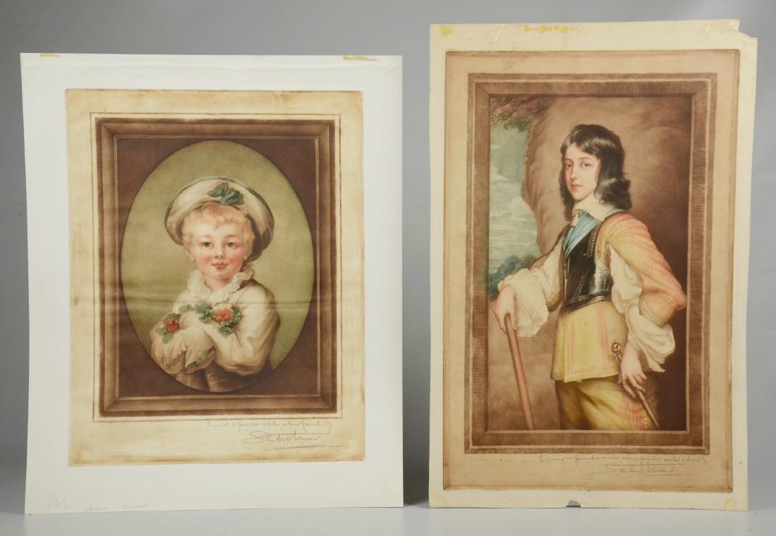 Samuel Arlent Edwards, 2 color mezzotint portraits: Samuel Arlent Edwards (English, 1862-1938), (2) color mezzotint portraits of young boys, both pencil signed and inscribed, largest 19" x 12-1/4" pl, good condition, one with marginal damages and tonin