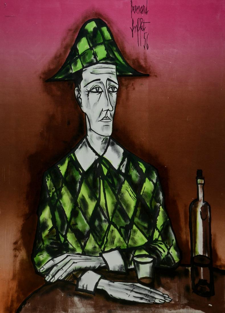 after Bernard Buffet, chromolithograph, Napoleon w wine: after Bernard Buffet (French, 1928-1999), chromolithograph on paper of Napoleon with a wine bottle, signed in plate, ed 43/375, 26" x 20", excellent condition