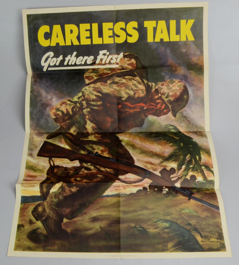 [WW2] Original World War II propaganda poster: [WW2] Original World War II propaganda poster, "Careless Talk Got There First", artist Ray Prohaska, U. S. Government Printing Office poster distributed by the Office of War Information, 1944, 27-3/4"