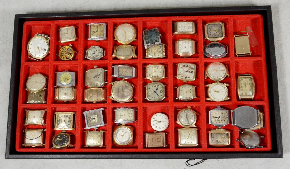 (47) Wristwatch movements: (47) Wristwatch movements in cases including Elgin, Tourneau, Bulova, Waltham, etc, as is condition