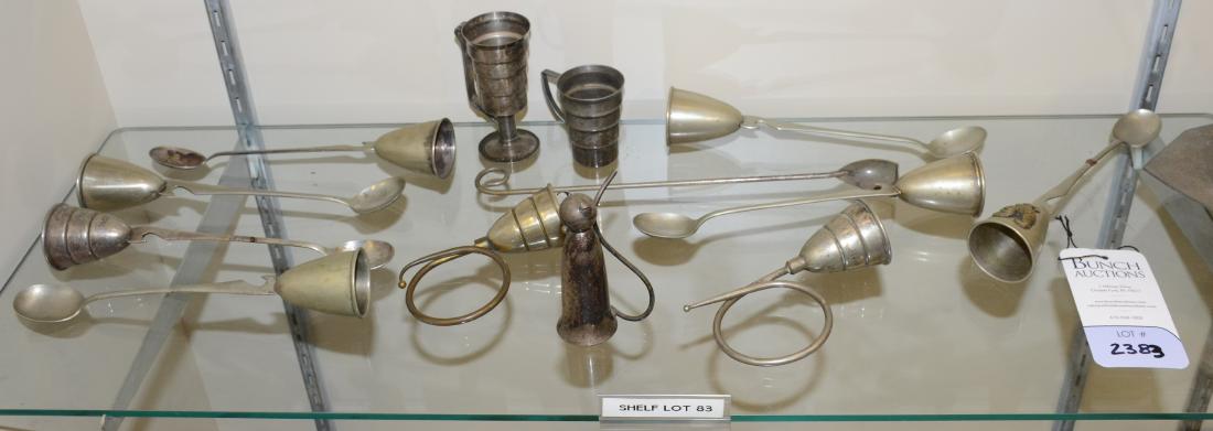 Shelf #83 - Napier Barware Including Silverplate Cat: Shelf #83 - (13) Pcs barware, most Napier, c/o: (7) 3-In-1 cocktail spoons, stirrer, (5) jiggers including silverplate cat
