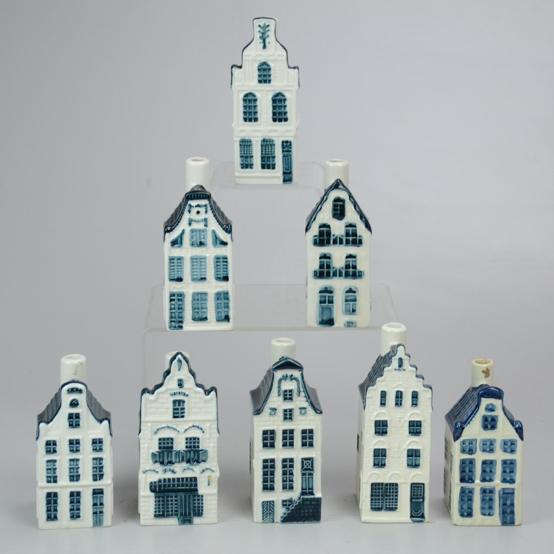 KLM Bols Porcelain Houses: (8) KLM Bols Rynbende Houses to Include #9, 13, 18, 19 (2), 20, 24, 32, tallest 4-1/4"
