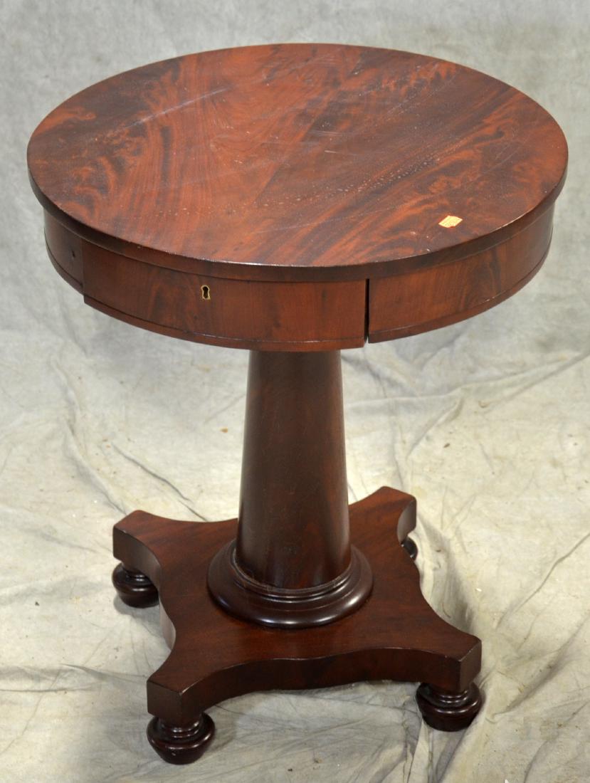 Mahogany Empire round side table with drawer (1 of 1)