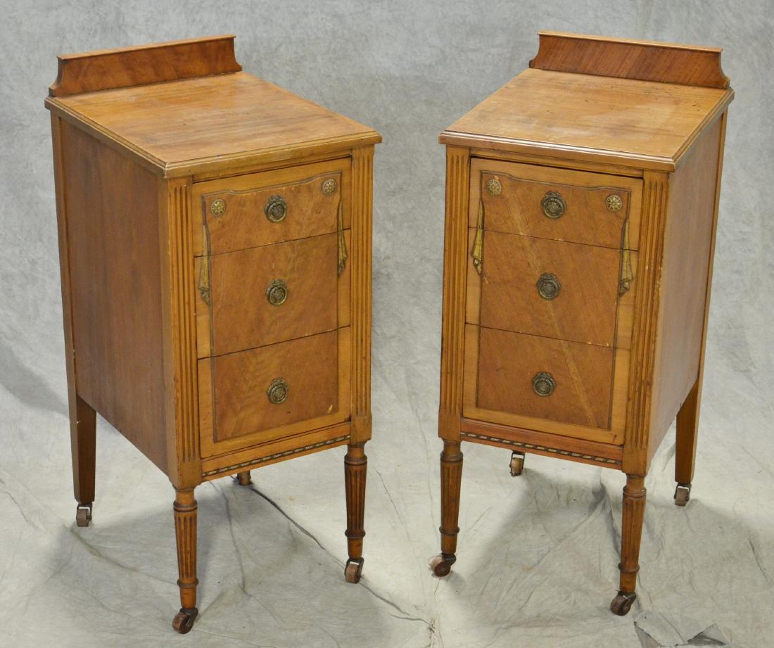 Pair Louis XVI style 3 drawer stands (1 of 3)