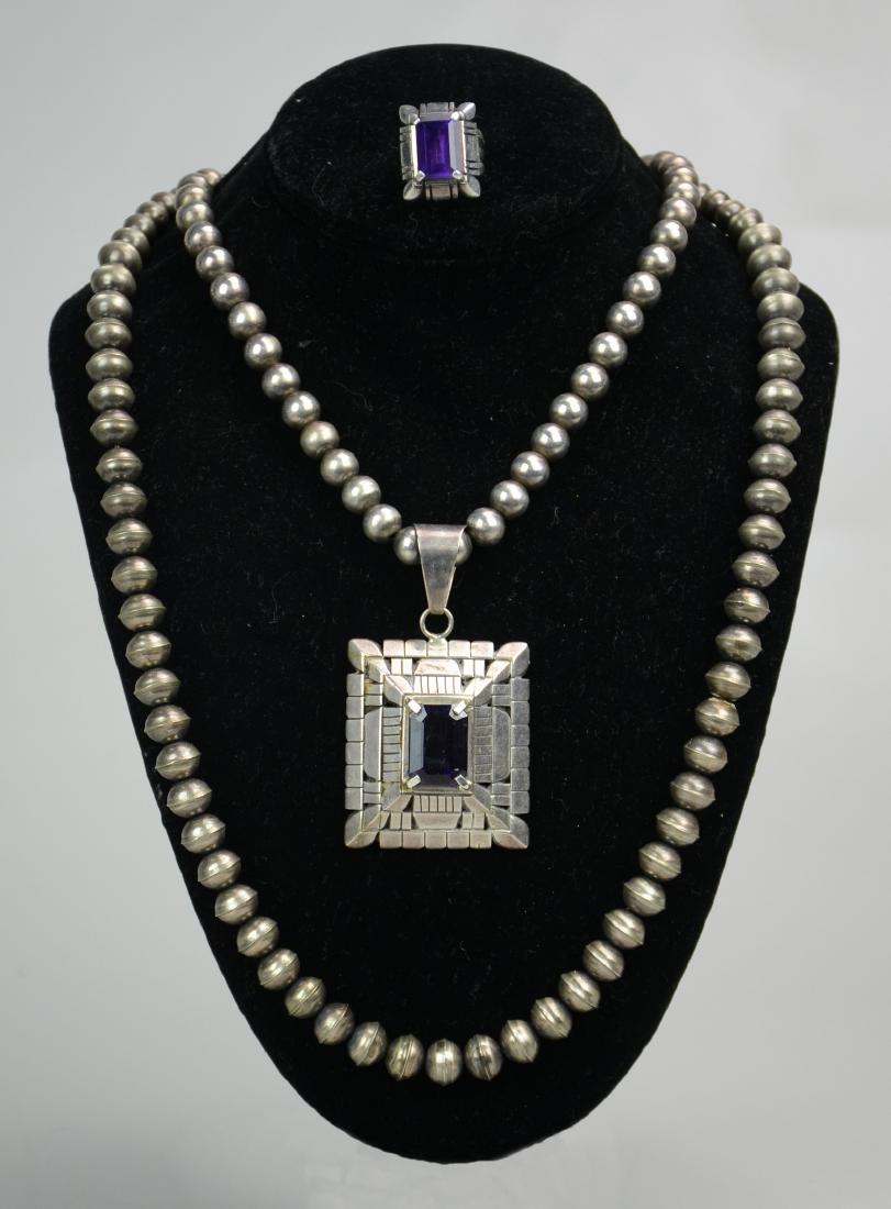 (3) Sterling Chains with Amethyst Pendant and Ring (1 of 4)