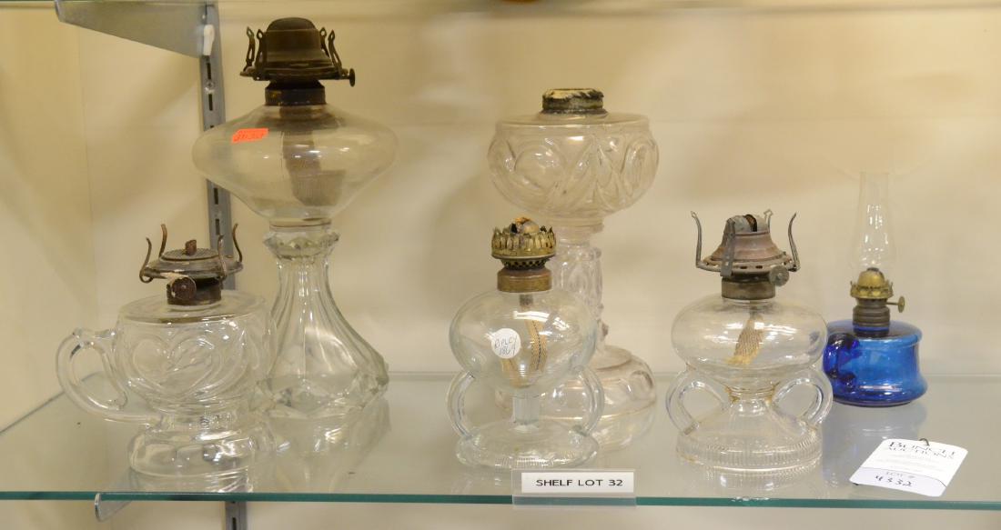 Shelf #32 - (6) Glass Oil Lamps (1 of 1)
