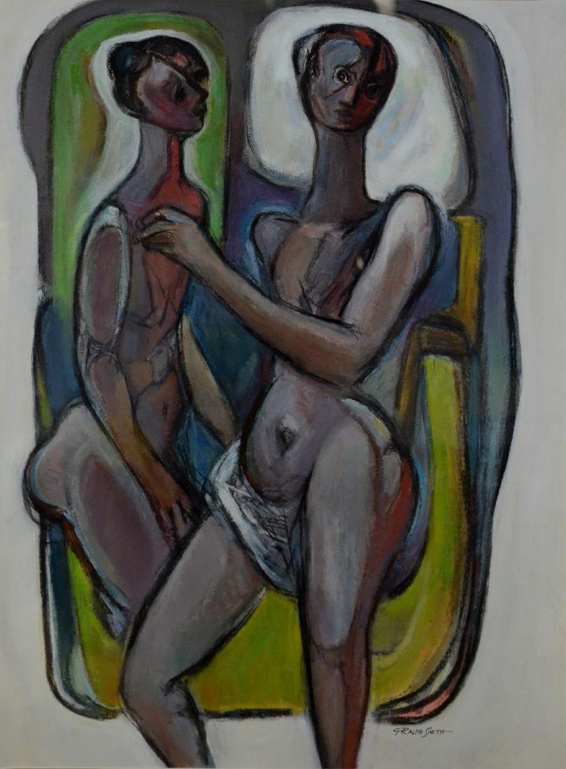 G Ralph Smith Lithograph Painting "2 Nudes" (1 of 2)