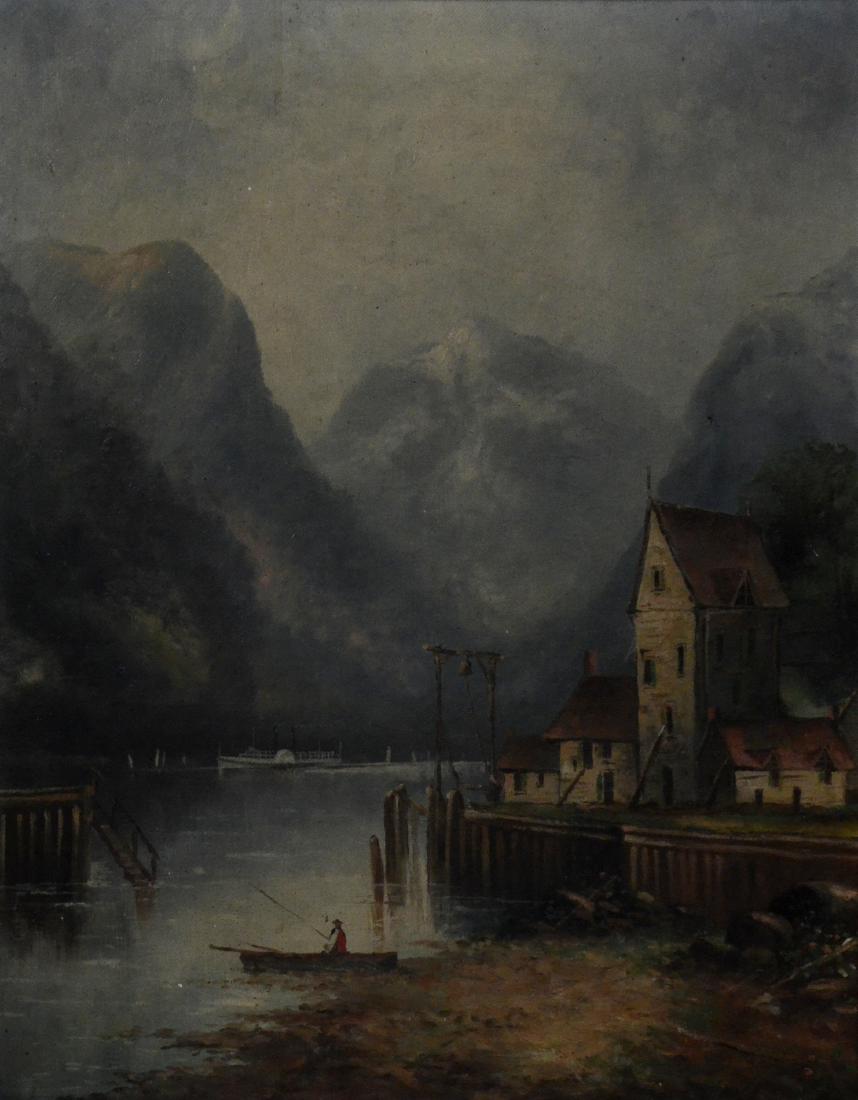 19th C Continental River Valley Landscape Painting (1 of 3)