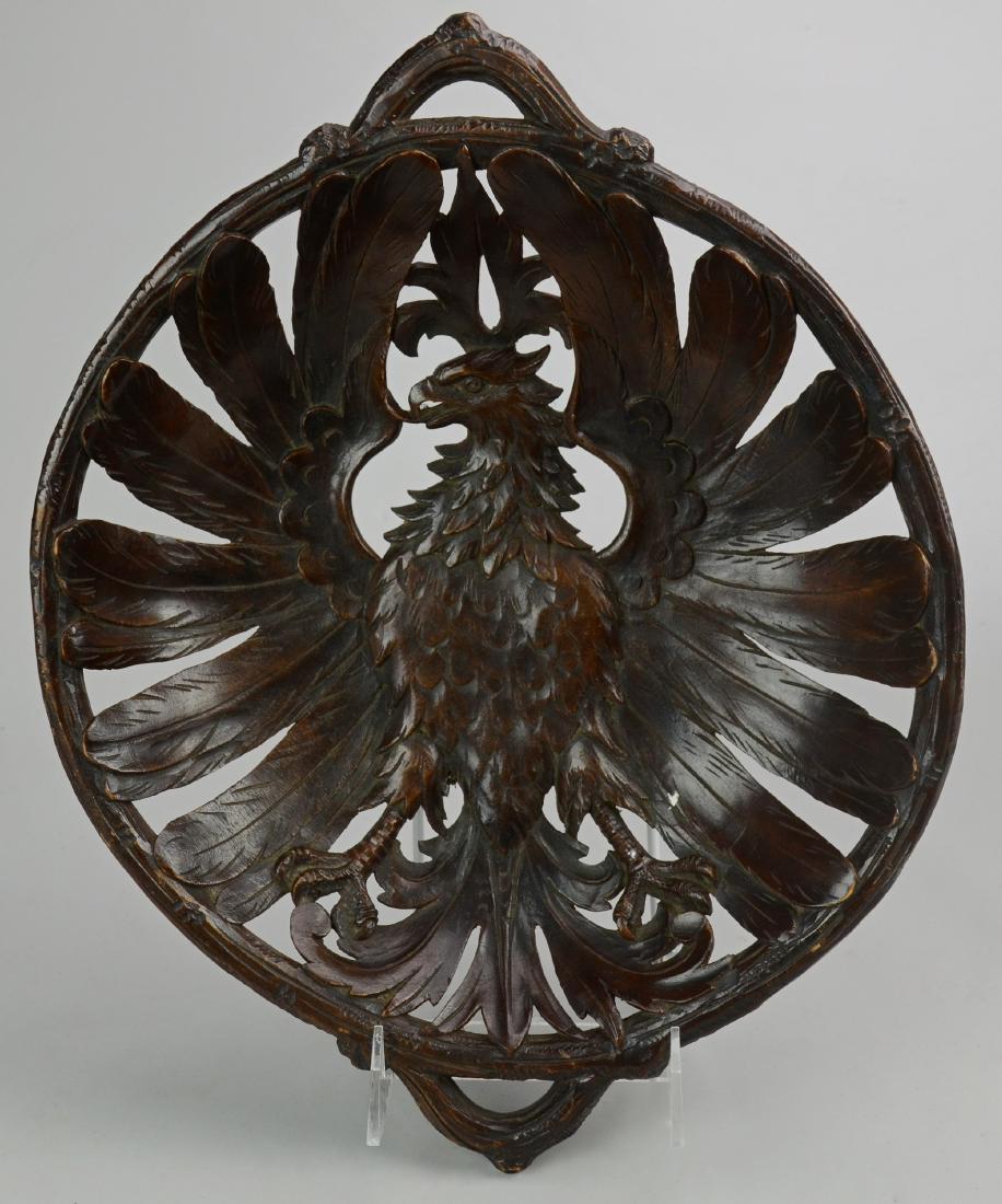 Black Forest Wood Carved Eagle Bowl with Handles (1 of 2)