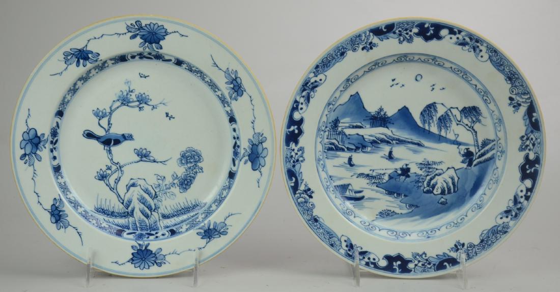 (2) 18th c Chinese Blue & white porcelain plates (1 of 2)