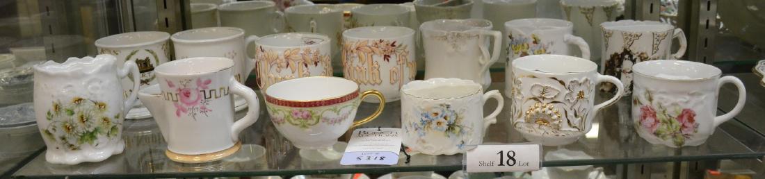 Shelf #18 - (13) Mustache Cups and Shaving Mugs: Shelf #18 - (13) Mustache Cups and Shaving Mugs Including Limoges