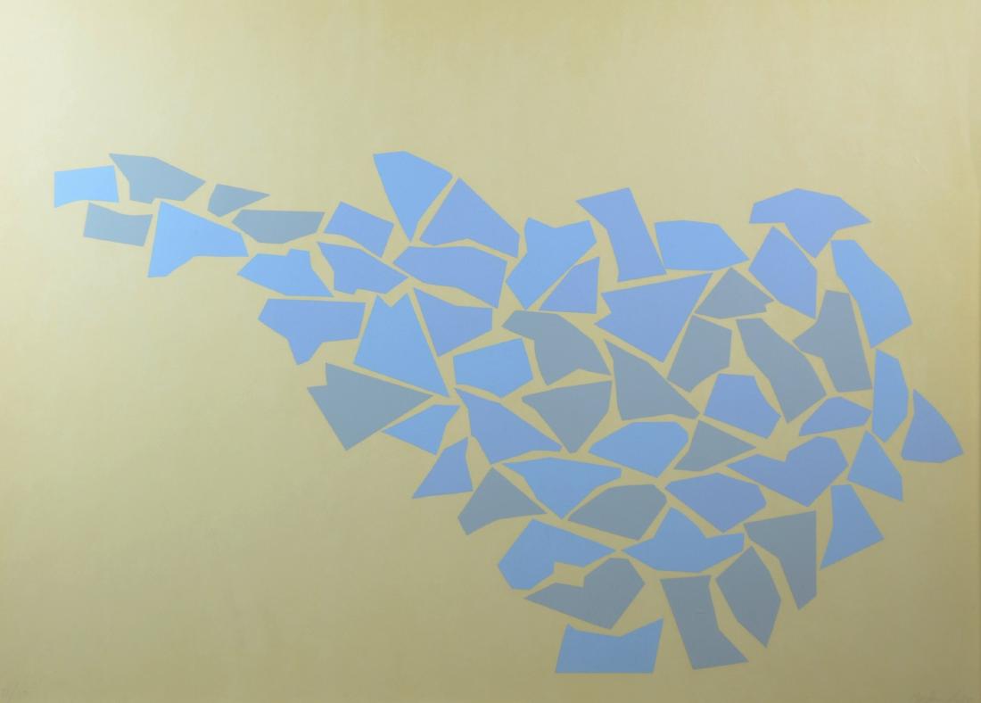 Robert Goodnough Abstract Serigraph: Robert Goodnough (American, 1917-2010), abstract serigraph, from the One Two Three portfolio, silkscreen on paper, signed "Goodnough '68", edition 11/150, Benjamin Mangel Gallery label on back, 22" x