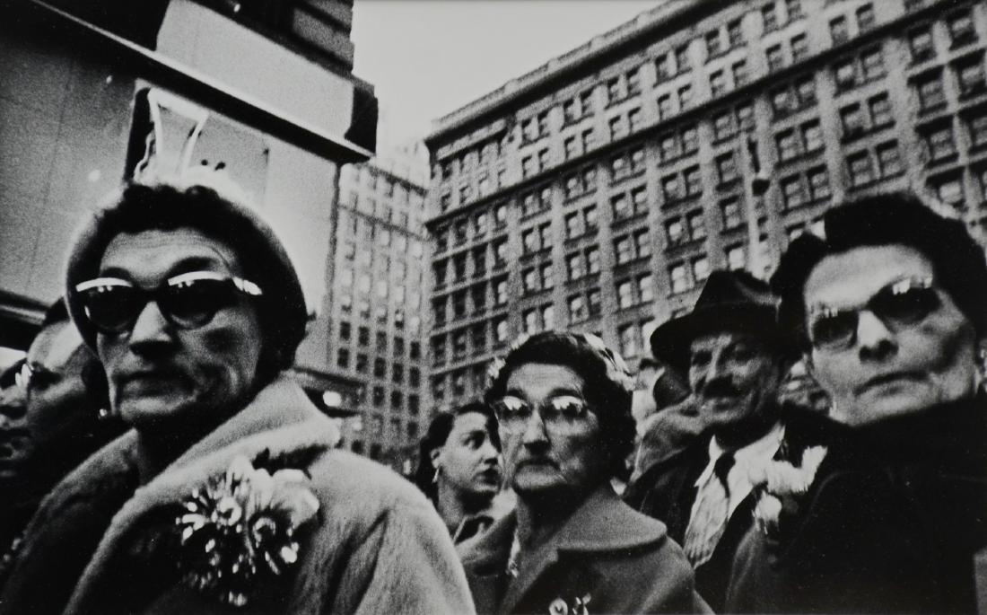 William Klein Photograph, "5th Avenue": William Klein (American, b. 1928), photograph, "5th Avenue", silver gelatin print, signed on back, 7-1/4" x 11-5/8", framed 16-1/4" x 20-1/4"; Provenance: from a corporation collection, very good cond