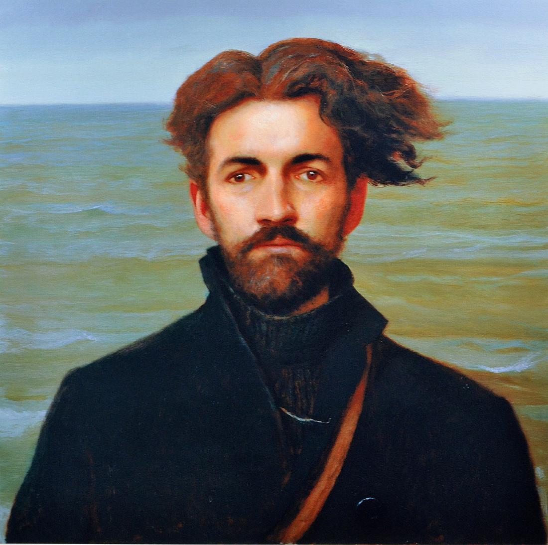 After Bo Bartlett, Signed Print Self-Portrait as: After Bo Bartlett (American, b. 1955), signed print, self-portrait as Ishmael, giclee on paper, pencil signed "B", blindstamp lower left, 20" x 20" image, framed 30" x 30", excellent condition