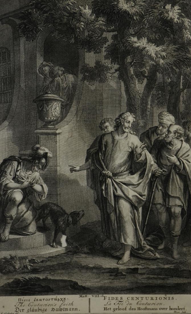 Arnold Houbraken, engraving on paper "The Centurion's: Arnold Houbraken (Dutch, 1660-1719), engraving on paper "The Centurion's Faith", bifolium from "Taferelen der voornaamste geschiedenissen van het Oude en Nieuwe Testament" (Amsterdam, Pieter de Hondt 