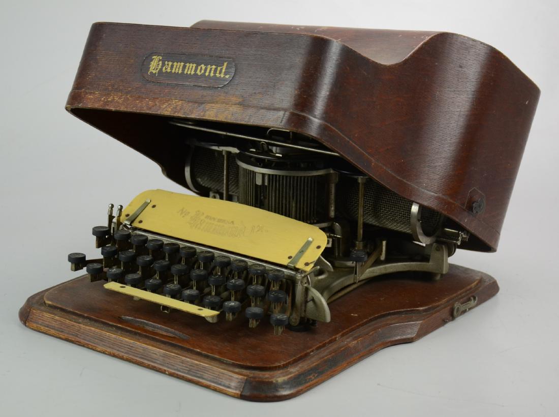 Hammond 12 Typewriter with Wood Case: Hammond 12 Typewriter with Wood Case (14-1/2" l x 13-3/4" w x 7-1/2" h with case)