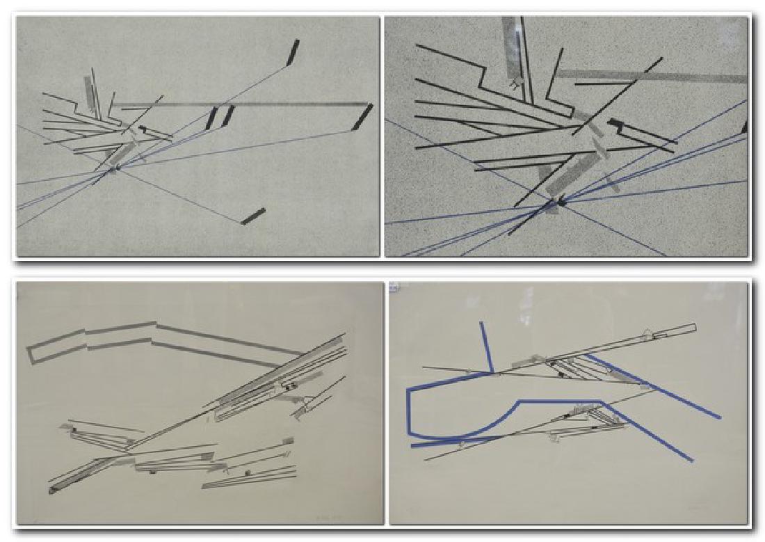 Barry Leva (American, born 1941), "Plazas in Transition: Barry Leva (American, born 1941), "Plazas in Transition; Foundations of Fragmented Perspectives", portfolio set of 4 prints, aquatint on paper, each signed and number B Leva 15/23, each 29-3/4" x 43-1