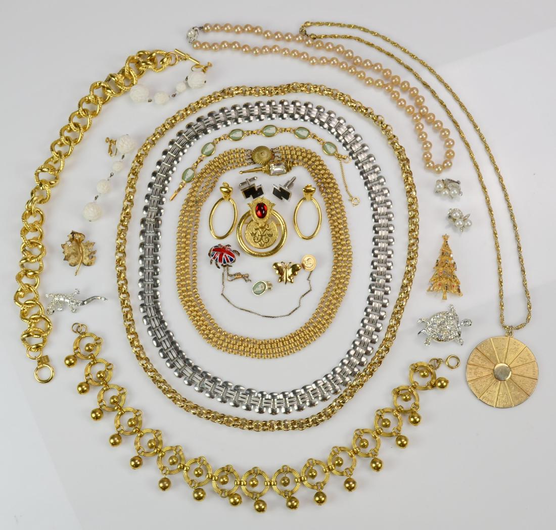 Designer Costume Jewelry: Lot of Designer Costume Jewelry Including Napier Pendant, Marvella Faux Pearl Necklace, Roger Van Pin, Anne Klein Necklace, Goldette Pin, Pell Pin, Monet Earrings
