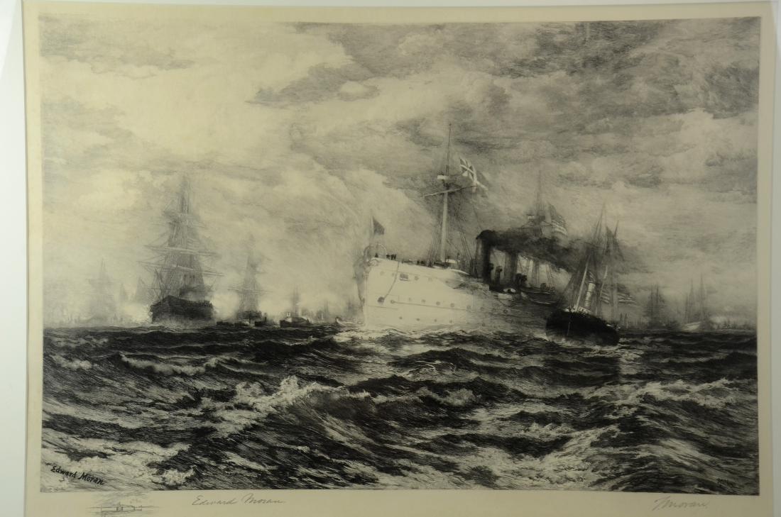 Thomas Moran Etching After Edward Moran: Thomas Moran (American, 1837-1926), etching after Edward Moran (American, 1829-1901), etching on paper after a painting by Edward Moran, signed by each in pencil and in the plate, remarque in lower le