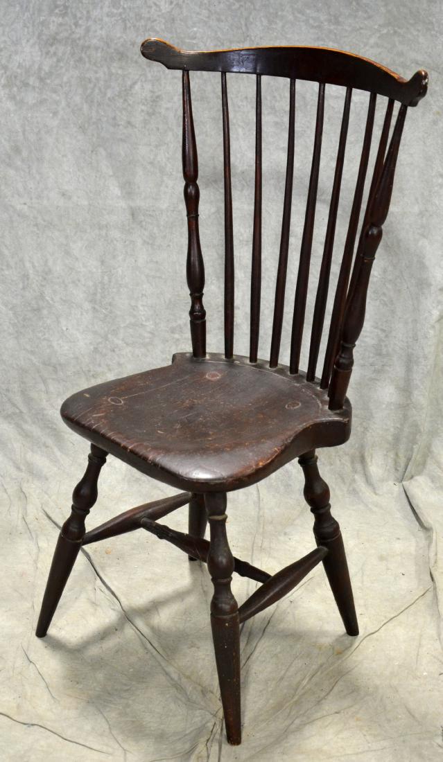 Fan back Windsor side chair: Fan back Windsor side chair, old brown painted finish, 37-1/2"h