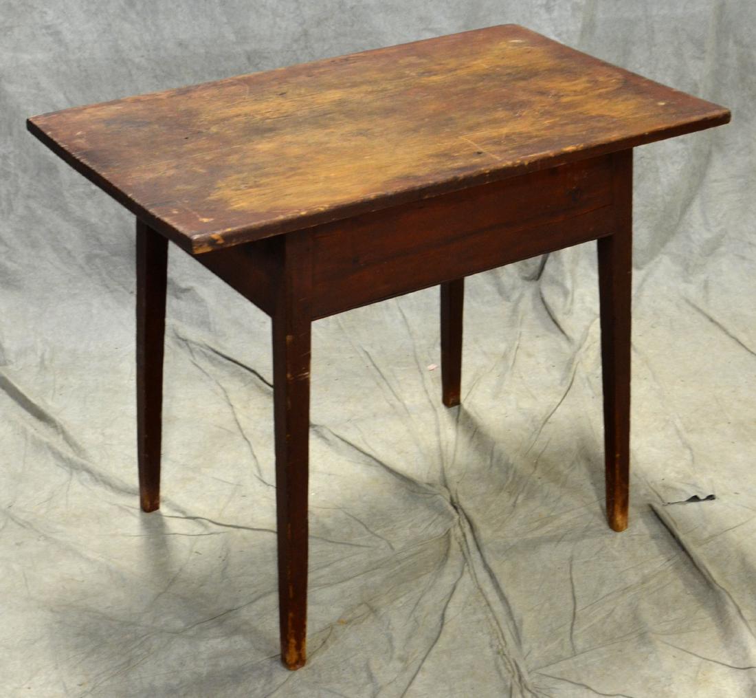Softwood Hepplewhite work table: Softwood Hepplewhite splayed leg work table, old scrubbed finish, 36"w x 21-1/2"d x 28-3/4"h,