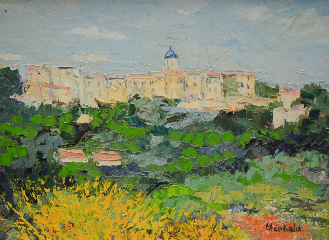 Theobald, Renee, oil on canvas "En Provence": Theobald, Renee (French, 1926-2014), oil on canvas "En Provence", 21.5" x 28.75", framed 26.5" x 34" O5283